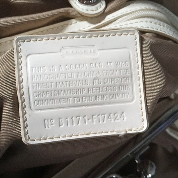 Coach Jacquard Fabric Vintage C Monogram Kiss Lock Beige Cream Leather Trim - Picture 7 of 7